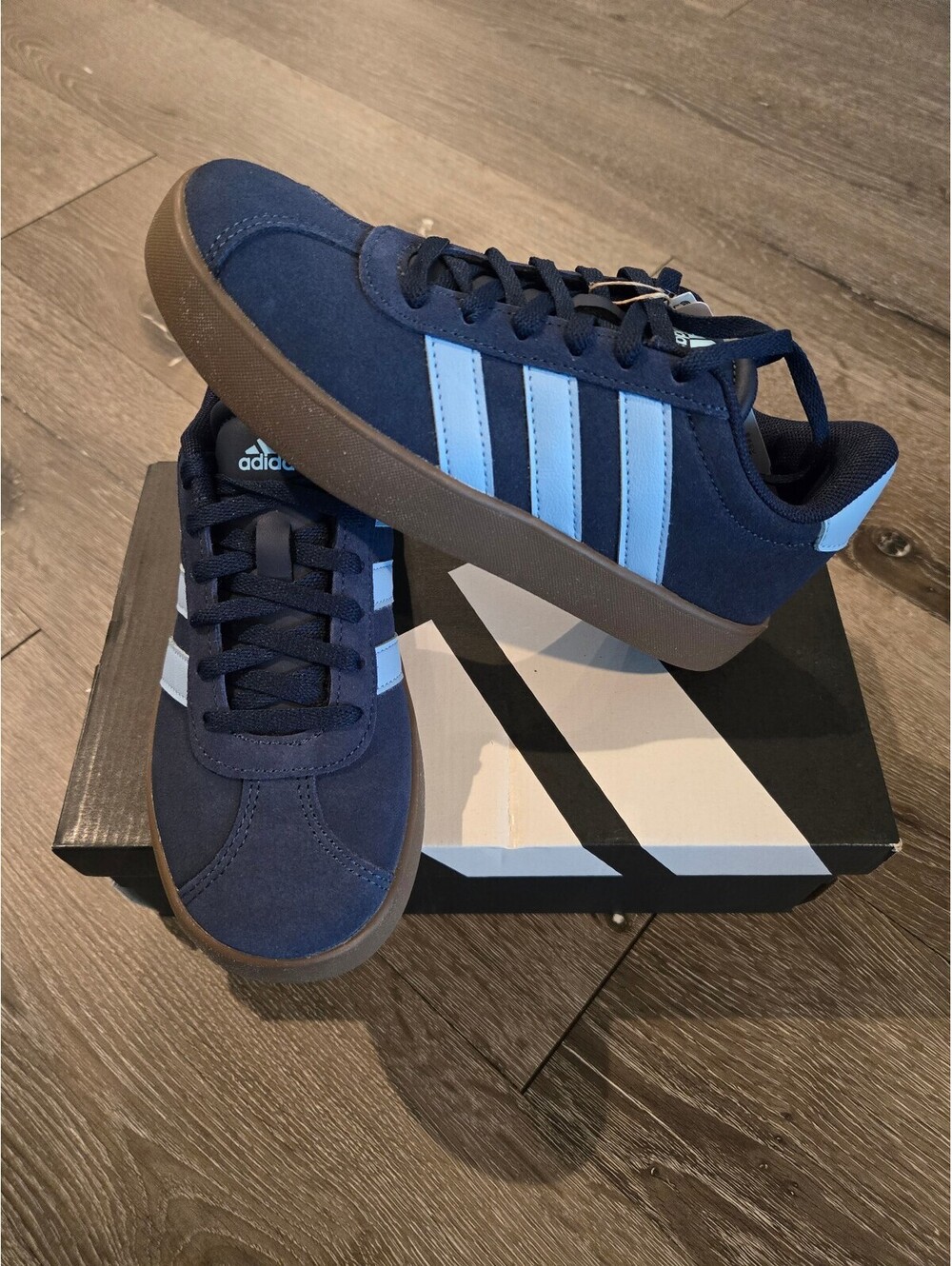 adidas VL Court 3.0 K Navy Blue Kids Size 1.5 KI6489 NWT Gum Sole